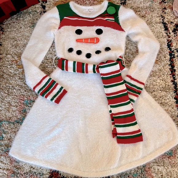 Adorable Holiday Snowman Dress, fuzzy white- size small - Picture 2 of 6